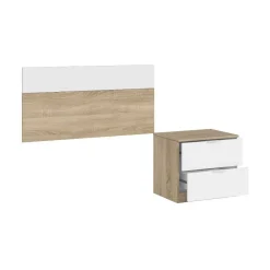 Conjunto de dormitorio LUCA Mesita con dos cajones y un cabezal 017434F