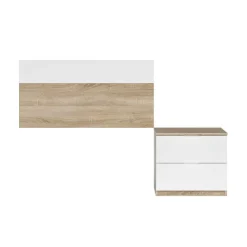Conjunto de dormitorio LUCA Mesita con dos cajones y un cabezal 017434F