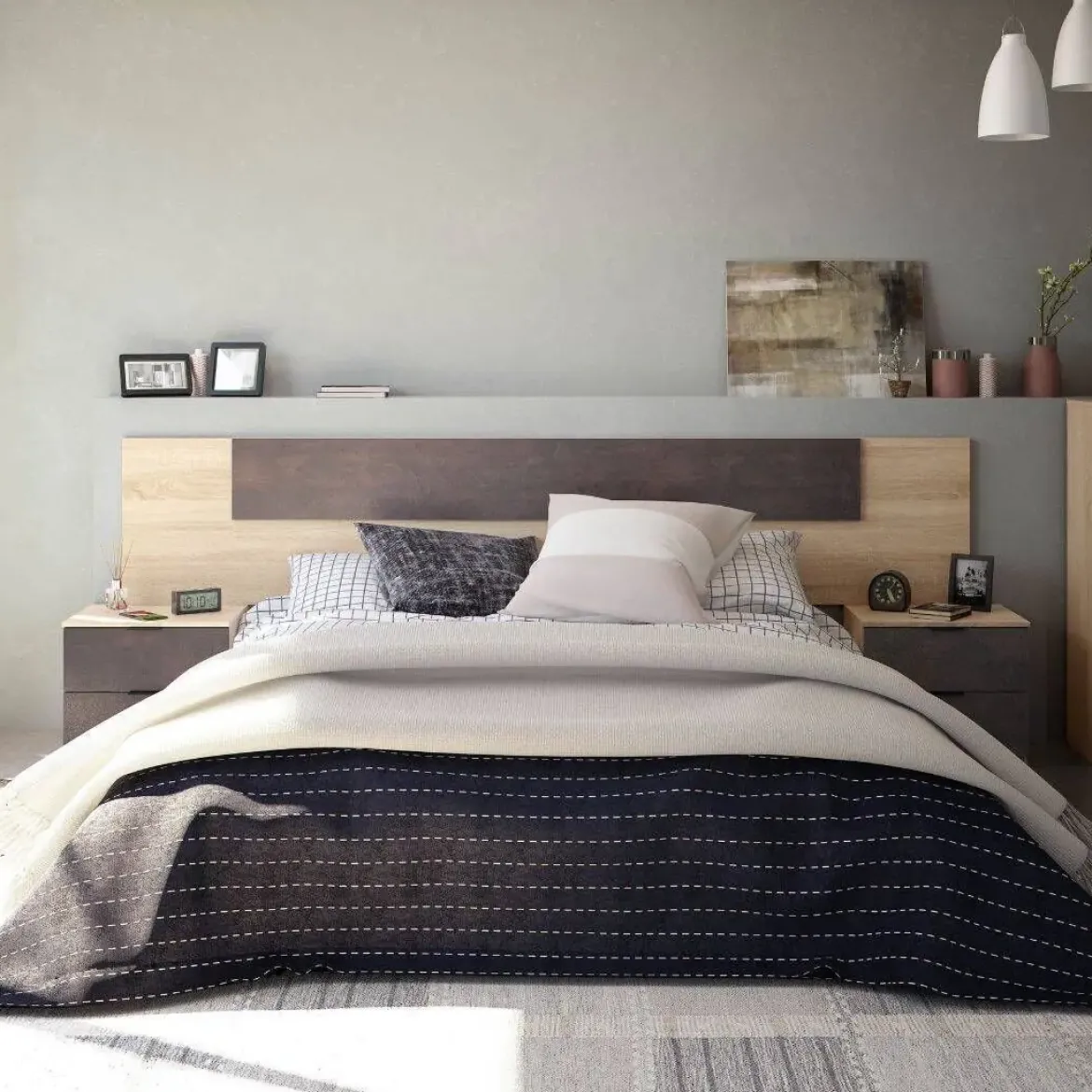 Conjunto de Dormitorio NOON deCabezal y 2 Mesitas de Noche 0X6075F