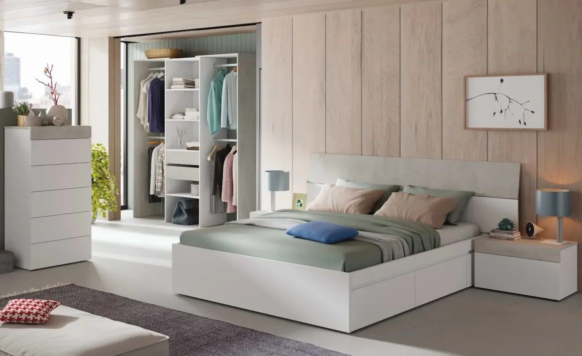 Conjunto de Dormitorio TEKKAN de un Cabezal con 2 mesitas 0L6096A