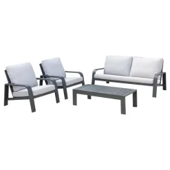 Conjunto de Jardín Aluminio Antracita y Cojines Beige LÉRIDA