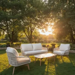 Conjunto de Jardín Aluminio con Cojines Olefina ALMANSA
