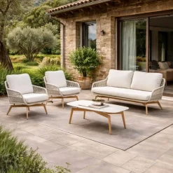 Conjunto de Jardín Aluminio con Cojines Olefina ALMANSA