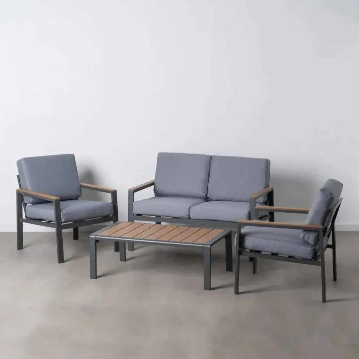 Conjunto de Jardín Antracita con Cojines