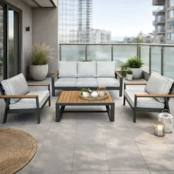 Conjunto de Jardín Antracita de Aluminio con Sofá de 3 Plazas BUDAPEST