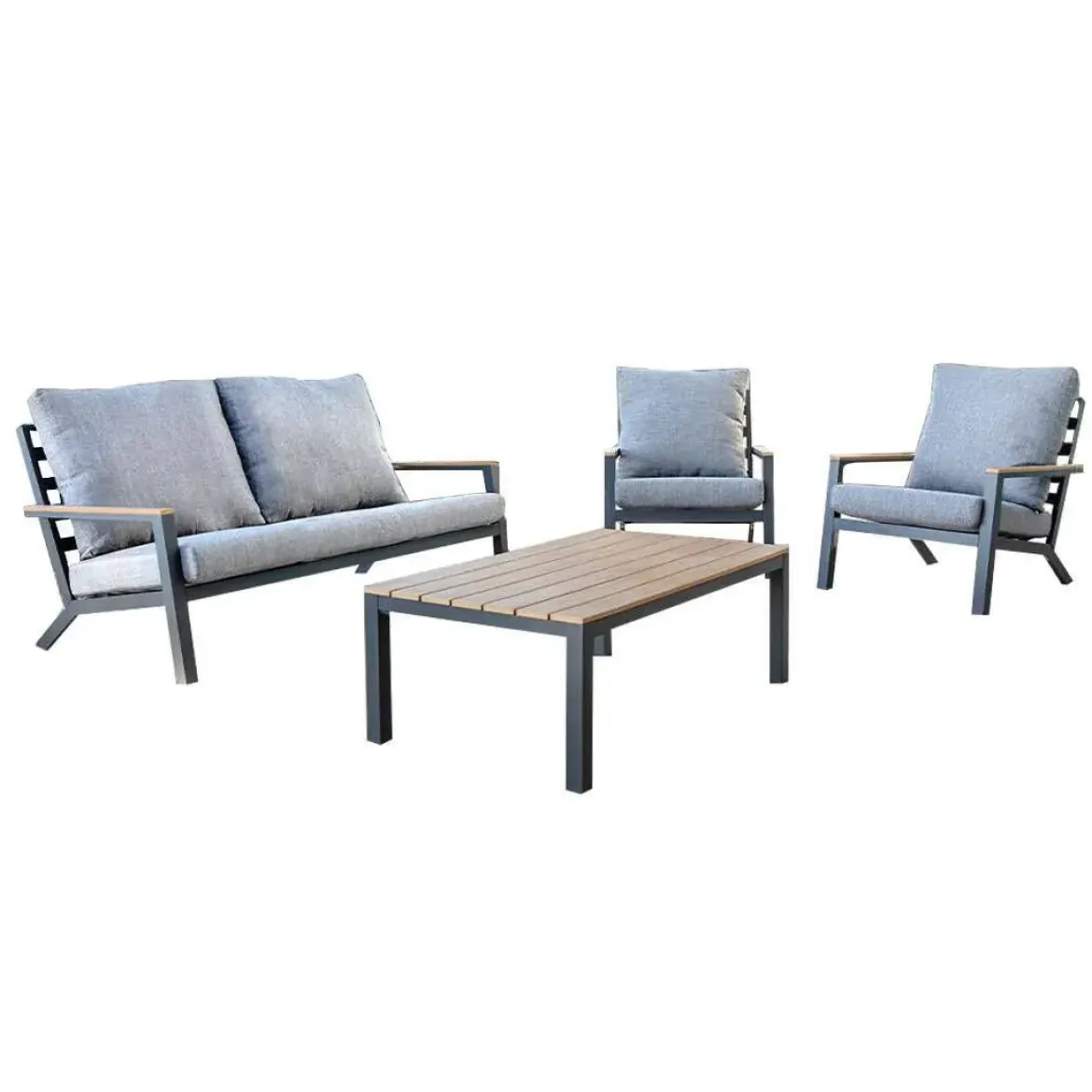 Conjunto de Jardín Antracita de Aluminio-Resina PRAGA