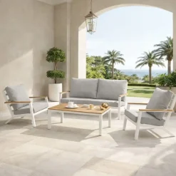 Conjunto de Jardín Blanco de Aluminio-Resina PRAGA