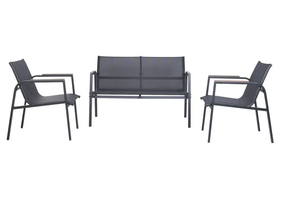 Conjunto de Jardín de Acero y Textilene Efecto Madera MB-224528