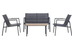 Conjunto de Jardín de Acero y Textilene Efecto Madera MB-224528