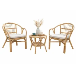 Conjunto de Jardín de Ratán con Cojines de Lino MB-213863