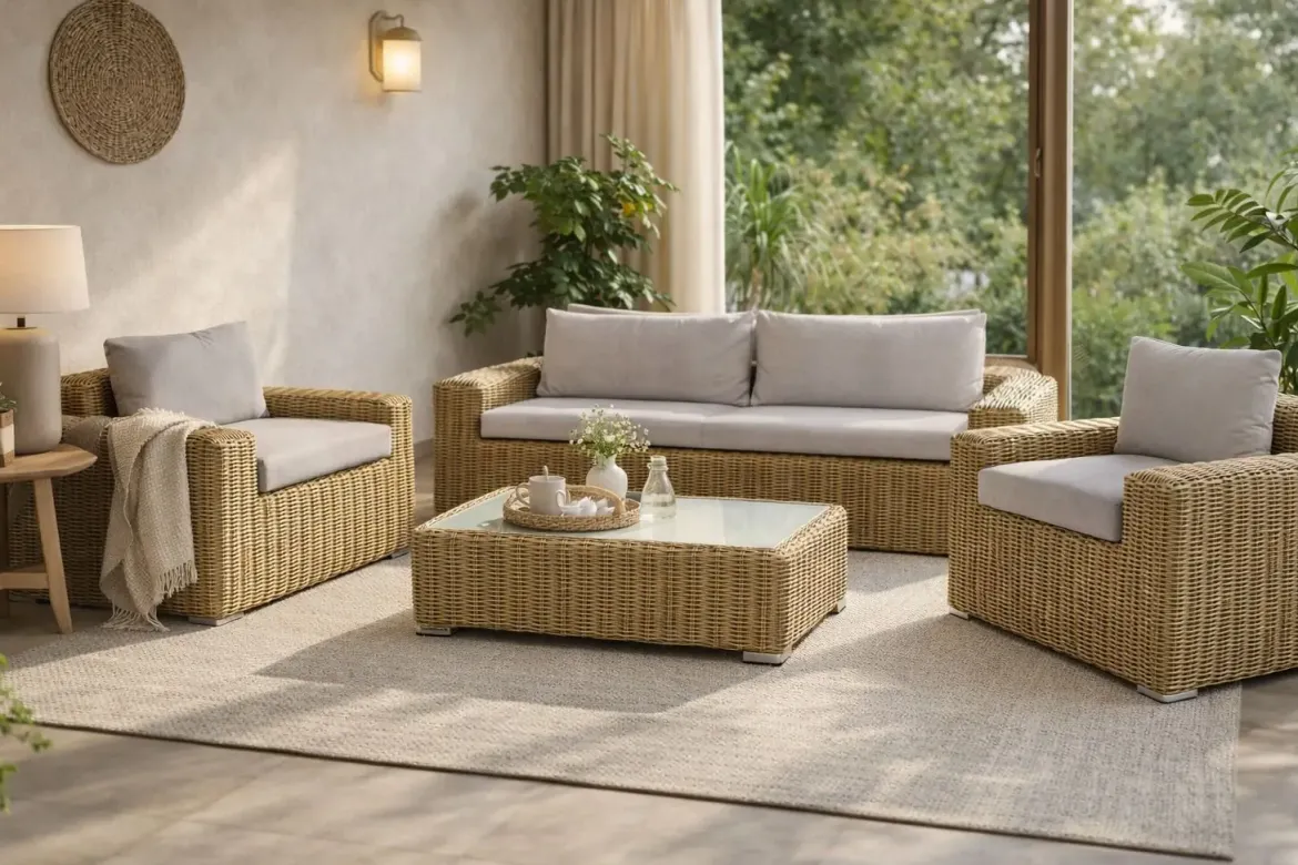 Conjunto de Jardín de Ratán Sintético con Dos Sillones MB-211134