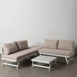 Conjunto de Jardín Estructura de Aluminio Color Beige-Blanco 614435