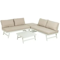 Conjunto de Jardín Estructura de Aluminio Color Beige-Blanco 614435