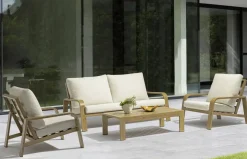 Conjunto de Jardín Natural de Aluminio con Mesa de Tablero de Lamas de Aluminio LERIDA