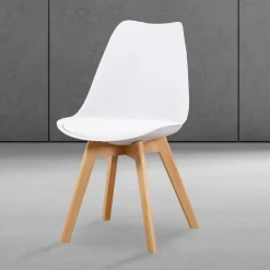 Conjunto de Mesa Cocina Blanca con 4 Sillas Blancas DINAMARCA