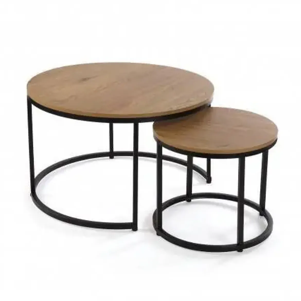 Conjunto de 2 Mesas Auxiliares con Superficie de MDF en Acabado Natural y Estructura Metal 21300081