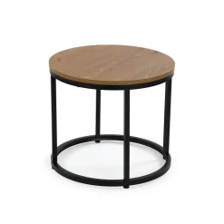 Conjunto de 2 Mesas Auxiliares con Superficie de MDF en Acabado Natural y Estructura Metal 21300081