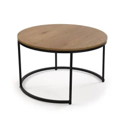 Conjunto de 2 Mesas Auxiliares con Superficie de MDF en Acabado Natural y Estructura Metal 21300081