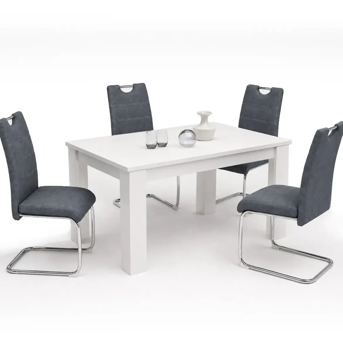 Conjunto Mesa Comedor Blanco con 4 Sillas Modernas CORFU