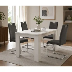 Conjunto Mesa Comedor Blanco con 4 Sillas Modernas CORFU