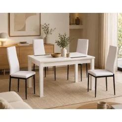 Conjunto Mesa Comedor con 4 Sillas Tapizadas LARA