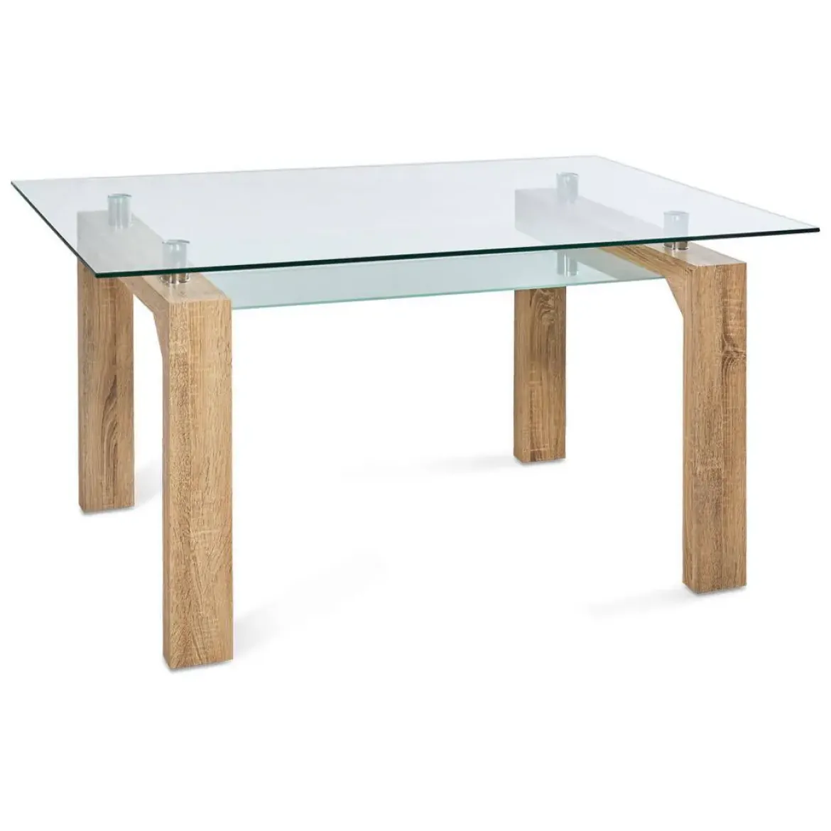 Conjunto Mesa Comedor Cristal y 4 Sillas Blancas SENSEI