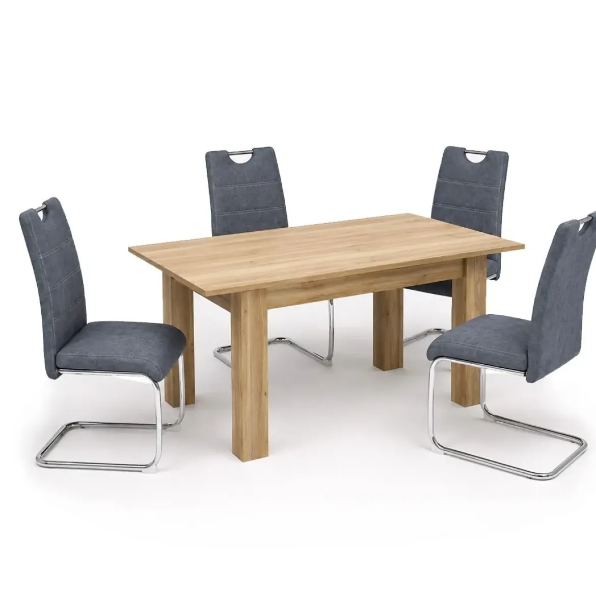 Conjunto Mesa Comedor Roble con 4 Sillas Tapizadas KILLARNEY