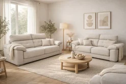 Conjunto Sofás 3+2 plazas ANA con Asientos Deslizantes y Tapizado en Tela