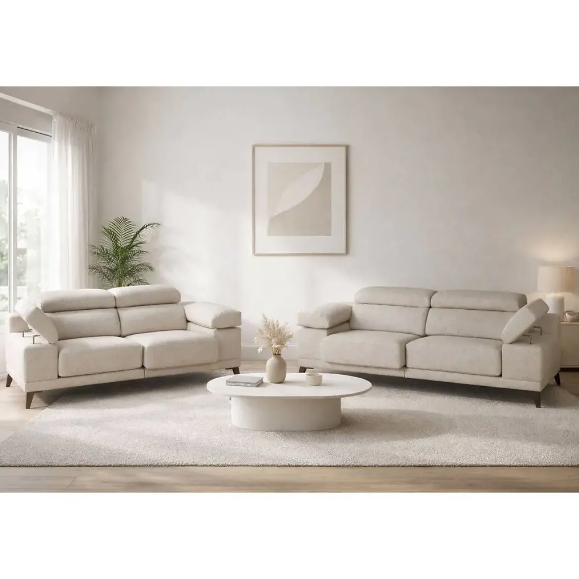 Conjunto Sofás 3+2 Plazas con Asientos Deslizantes Y Respaldo Reclinable NIZA