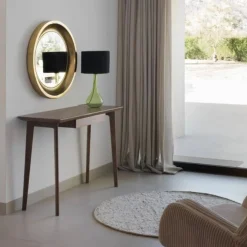 Consola con cajón de madera maciza de acacia acabado natural GABAR 10840
