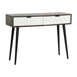 Consola con 2 Cajones Color Marrón Oscuro y Blanco MB-206316