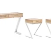 Consola con 2 Mesitas Auxiliares en Madera de Mango y Acero MB-208604