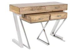 Consola con 2 Mesitas Auxiliares en Madera de Mango y Acero MB-208604
