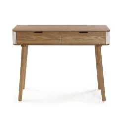 Consola de 2 Cajones Color Natural-Blanco 100 cm 19880049