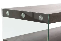 Consola de Cristal con 2 Baldas en MDF Nogal Marrón MB-204502