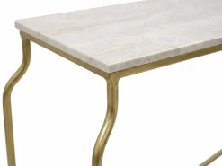 Consola de Hierro Dorada con Superficie de Mármol MB-227935