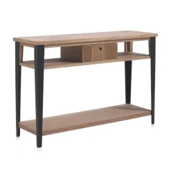 Consola de madera color natural con patas color negro GABAR 10406