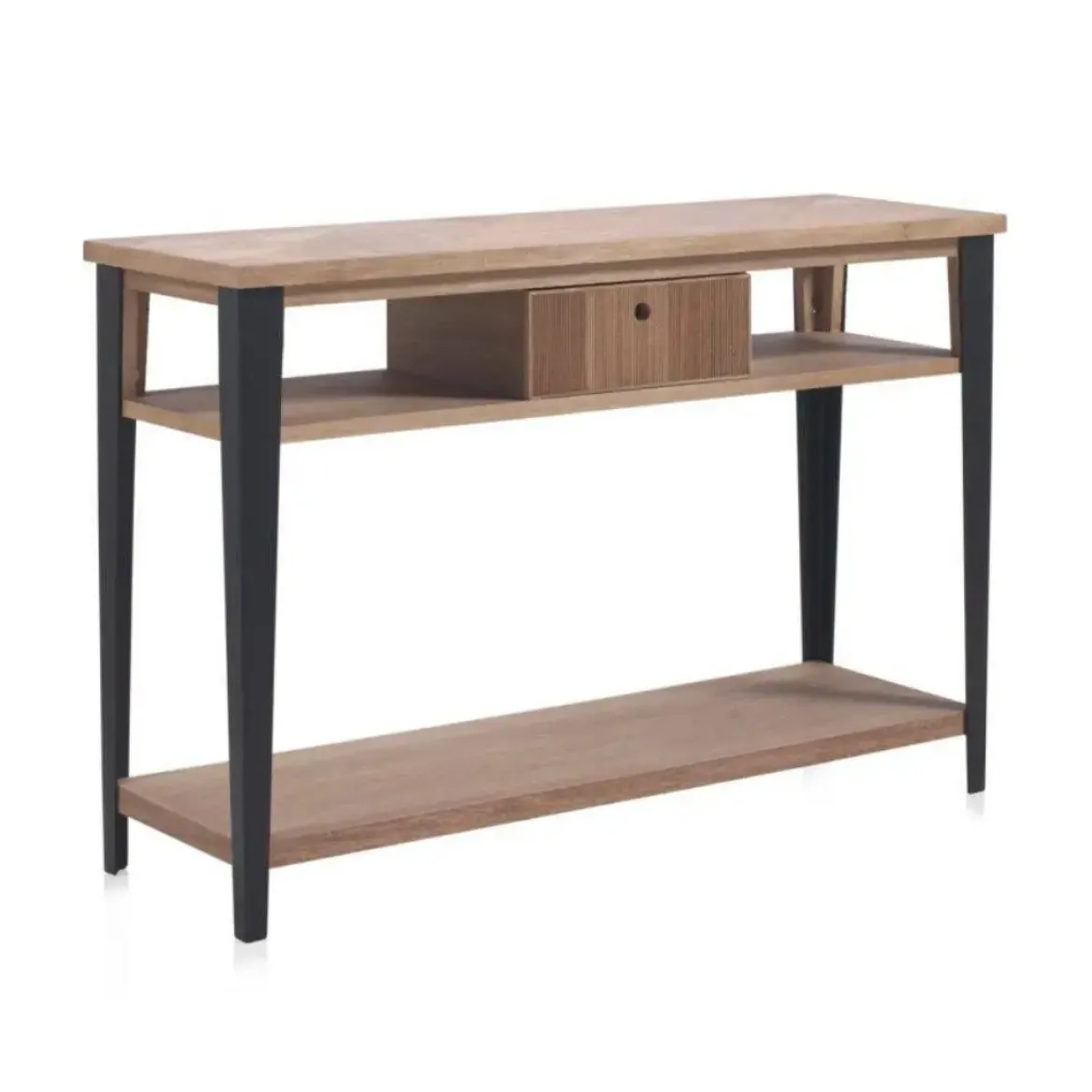 Consola de madera color natural con patas color negro GABAR 10406