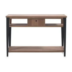 Consola de madera color natural con patas color negro GABAR 10406