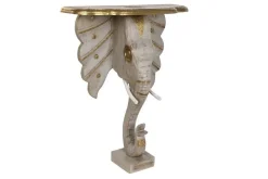 Consola de Madera de Mango con Latón Elefante Dorado MB-200965