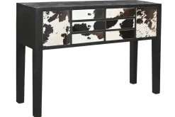 Consola de Madera de Mango con Piel Vaca MB-208897