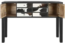 Consola de Madera de Mango con Piel Vaca MB-208897
