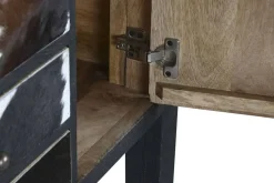 Consola de Madera de Mango con Piel Vaca MB-208897