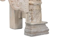 Consola de Madera de Mango Tallada Blanco Envejecido MB-208590