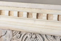 Consola de Madera de Mango Tallada Blanco Envejecido MB-208590