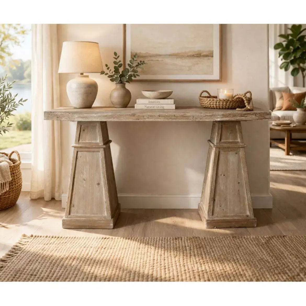 Consola de Madera MDF Decapé Natural MB-216305