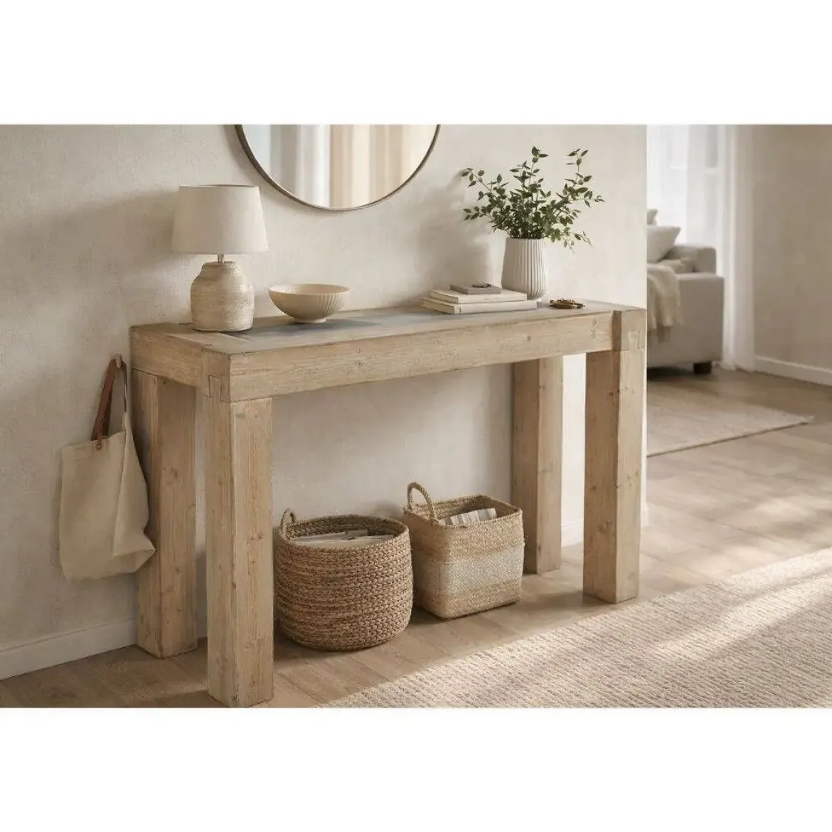 Consola de Madera Natural Abeto MDF MB-209219
