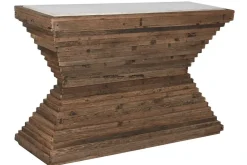 Consola de Madera Reciclada con Mármol MB-212643