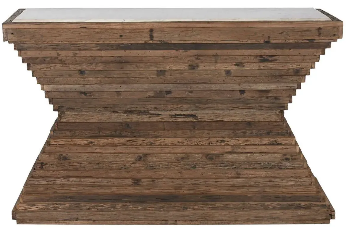 Consola de Madera Reciclada con Mármol MB-212643