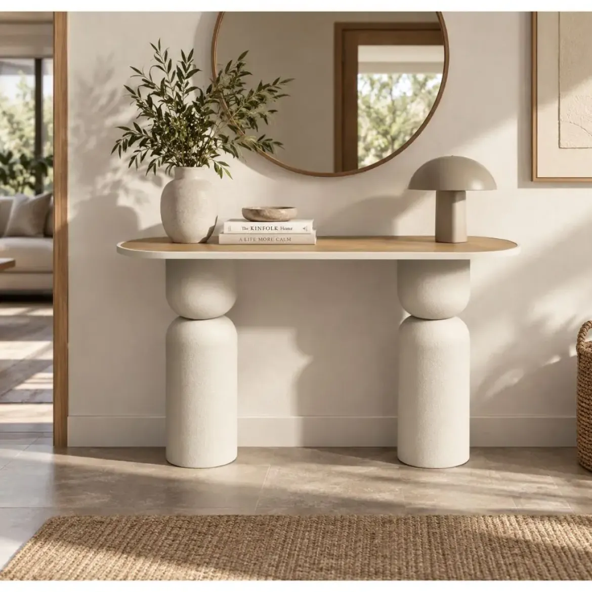 Consola de Madera y Metal Beige 120 cm 38-318